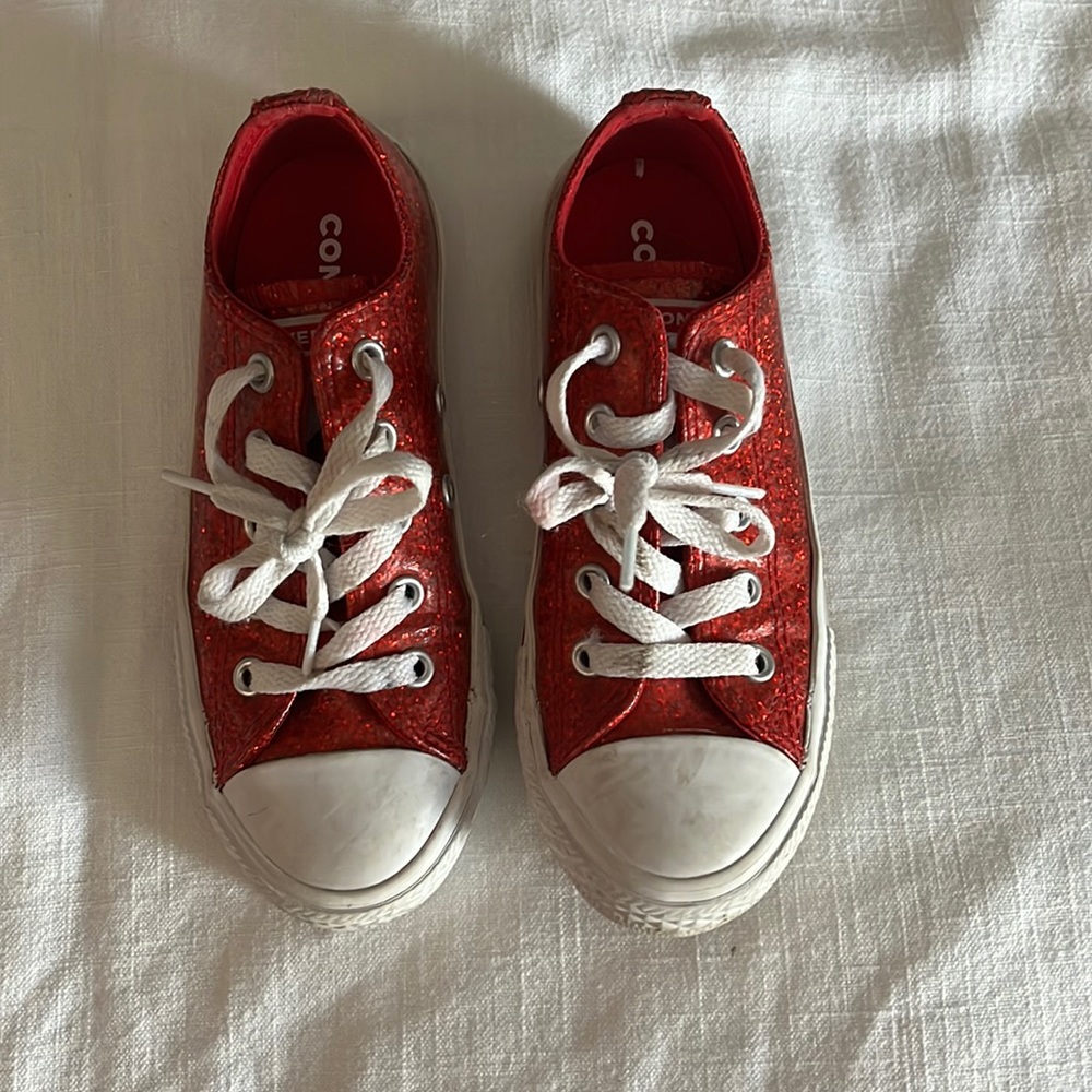 Girls Sparkly Red All Star Converse Low Tops - Toddler / Little Kids 12